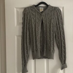 100% Pure Wool Grey Button Up Cardigan from Austria - Size 10